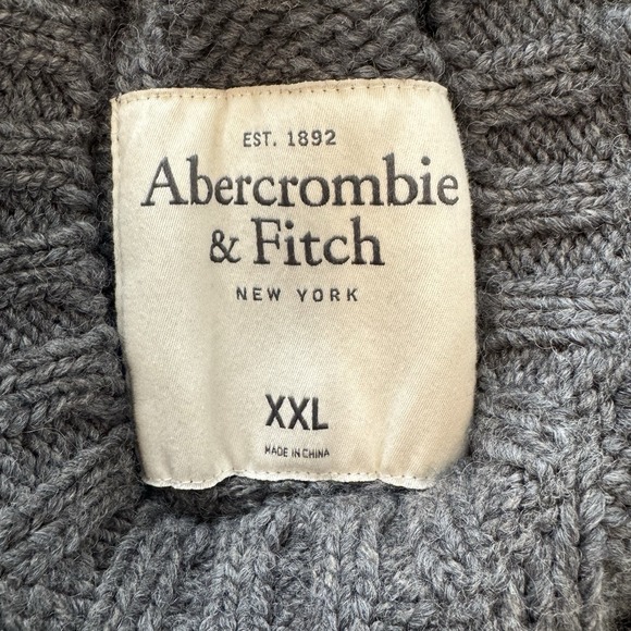 VTG Abercrombie & Fitch Men's Cable Knit‎ Gray Sweater Heavyweight Pullover Y2K - Picture 4 of 5